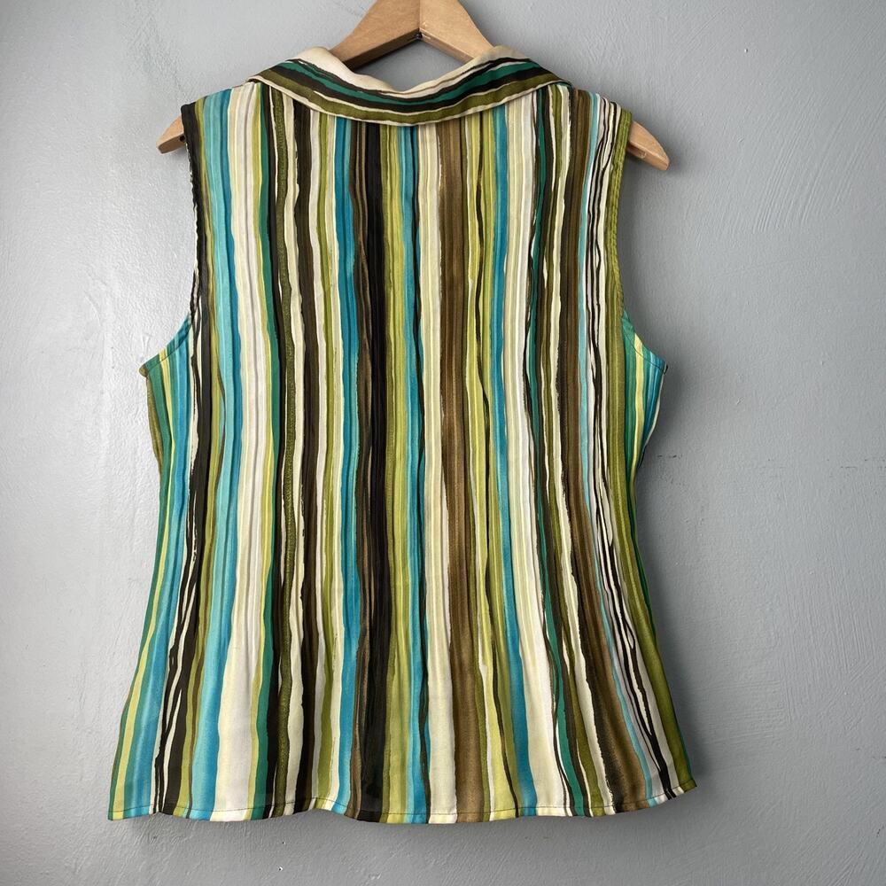 Sunny Leigh Top Size Large Striped Pleated Ruffled Boho Whimsigoth Artsy Y2K - Picture 4 of 10